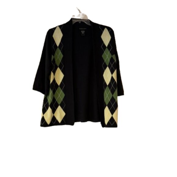 New York & Company - Lime Green Shirt & Separate Matching Cardigan/Argyle - M - Picture 6 of 10